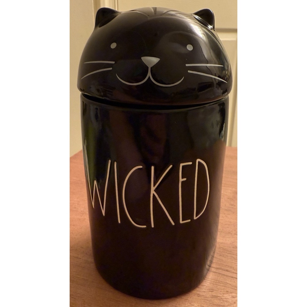 New Rae Dunn DW Home Halloween Black Cat WICKED Wild Blackberry Ceramic Candle